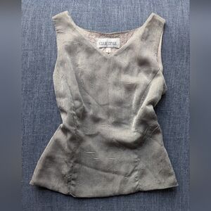 90s Crinkle Taffeta Sleeveless Top Shimmer Dusty Lilac Fairycore Regency Y2K